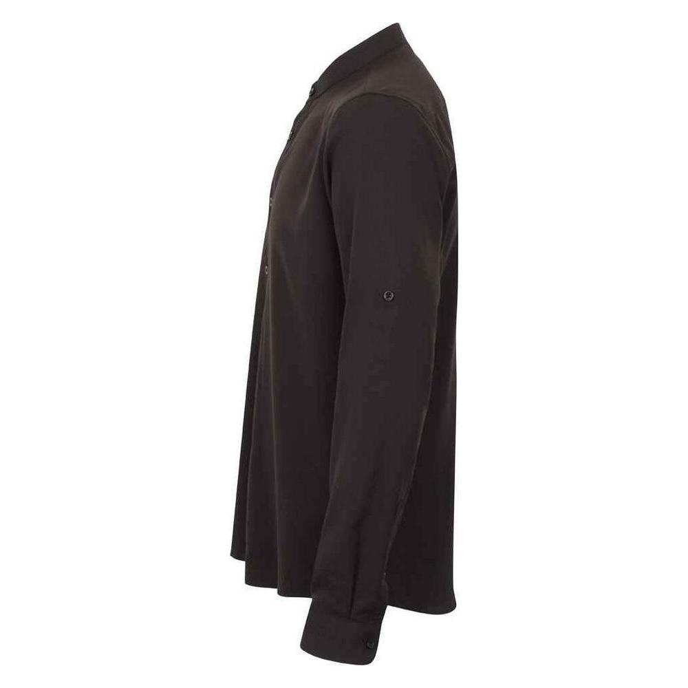 Henbury Mens Mandarin Collar Roll Sleeve Shirt
