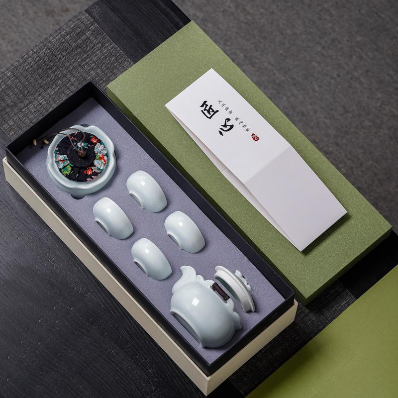 Merchandise Kung Fu Tea Set Suet Jade White Porcelain Bubble Tea High-end Light Luxury Company Gift Companion Gift Printing