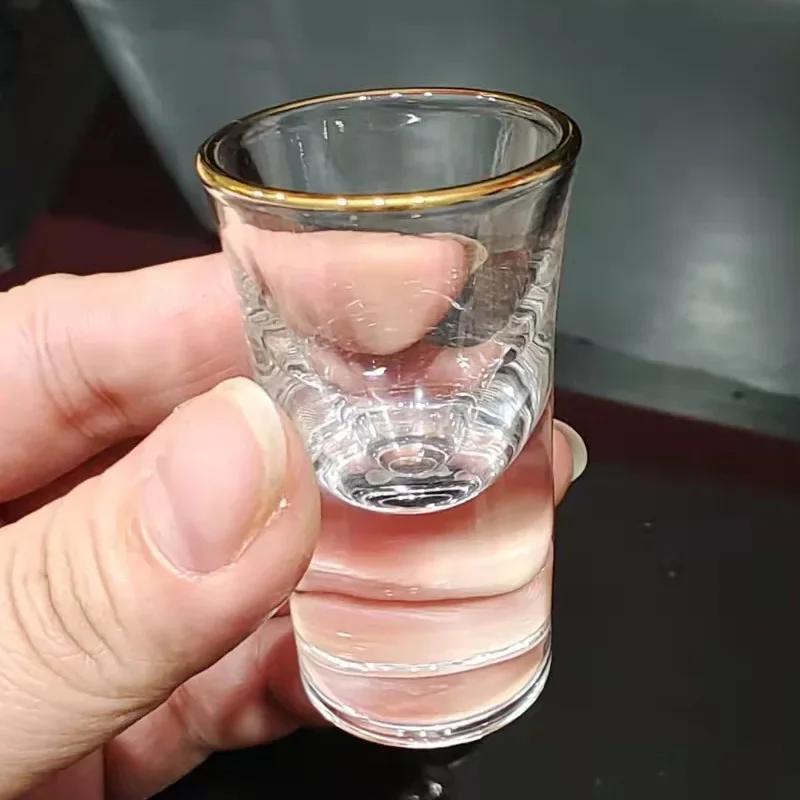 6PCS Crystal Liquor Spirits Shot Glasses Gold Foil Rim Mountain Wine Glass Vodka Whisky Bar Brandy Snifters Bullet Cups