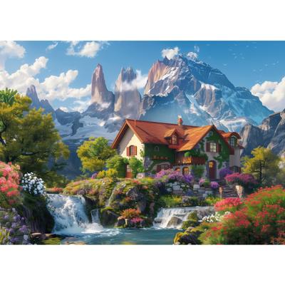 MISITU Puzzle Landschaft Stilvolles Interieur Schmelzender Schnee x 70 1000-Teile-Puzzle, Malerei, Natur, Berge, Flüsse, Geschenk, Geburtstag, Jubiläum,