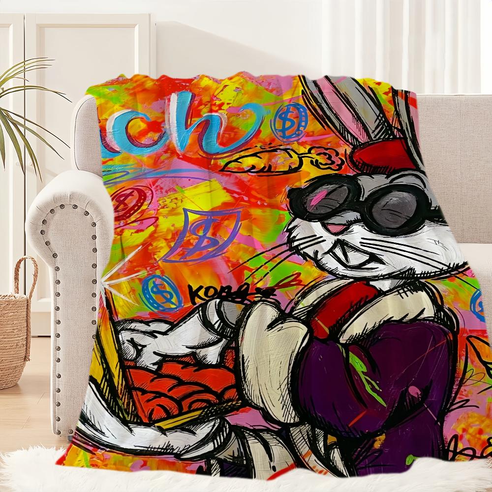 Cartoon B-Bunny Blanket Plush Nap Sofa Rug for Living B-Bugs-S Room Warm Office Bedroom Birthday Home Travel Kid Gifts