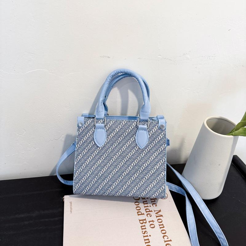 

Летняя новая модная плетеная сумка-тоут большой вместимости, женская сумка для通勤, трендовая портативная сумка через плечо синий