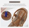 Bohemian Wood Bead Woven Plus Size Flat Women's Sandals for Summer 2025