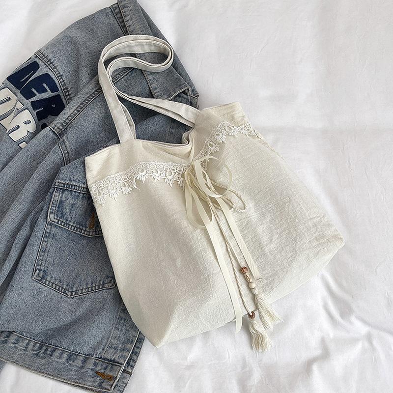 Популярная холщовая сумка с плиссировкой, новая модная, свежая, универсальная, большой вместимости, на плечо, женская