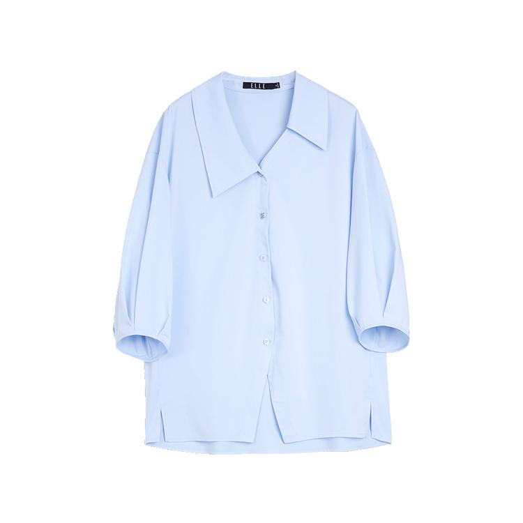 ELLE French Design Minimalist Loose Shirt Women Tops Light-Blue EC48656