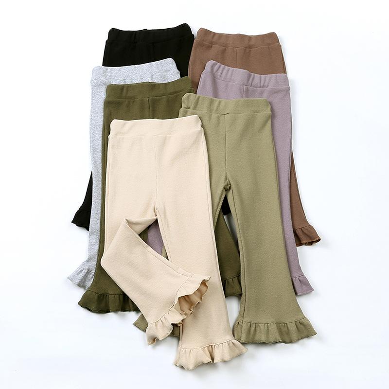 Spring and Autumn Girls' Elastic Pit Strips Fashion Retro Bell Bottom Pants Versatile Pants Pit Strips Underpants Trendy