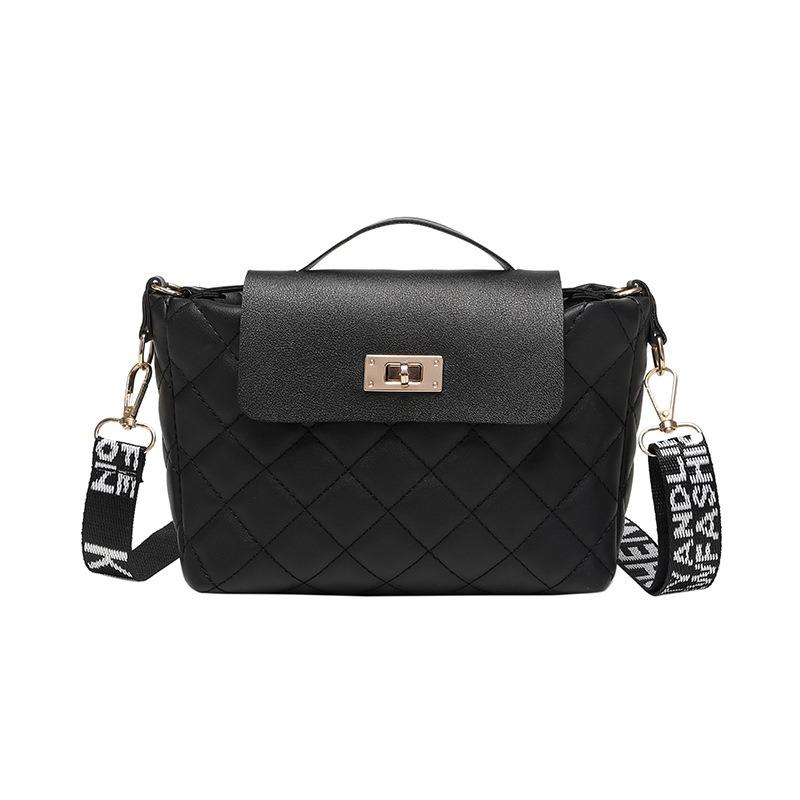 Rhombus Printed Bag, New Fashionable Women's Bag, Lock Buckle, Shoulder Messenger Bag, Trendy Simple Handbag, One Piece.