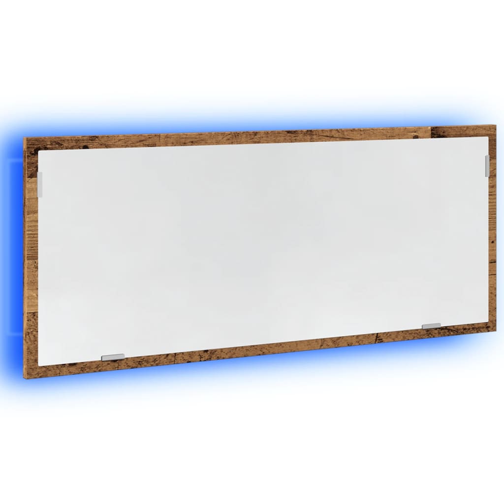 LED Bathroom Mirror with Rustic Wood Effect 100 x 8.5 x 37 cm Engineered Wood