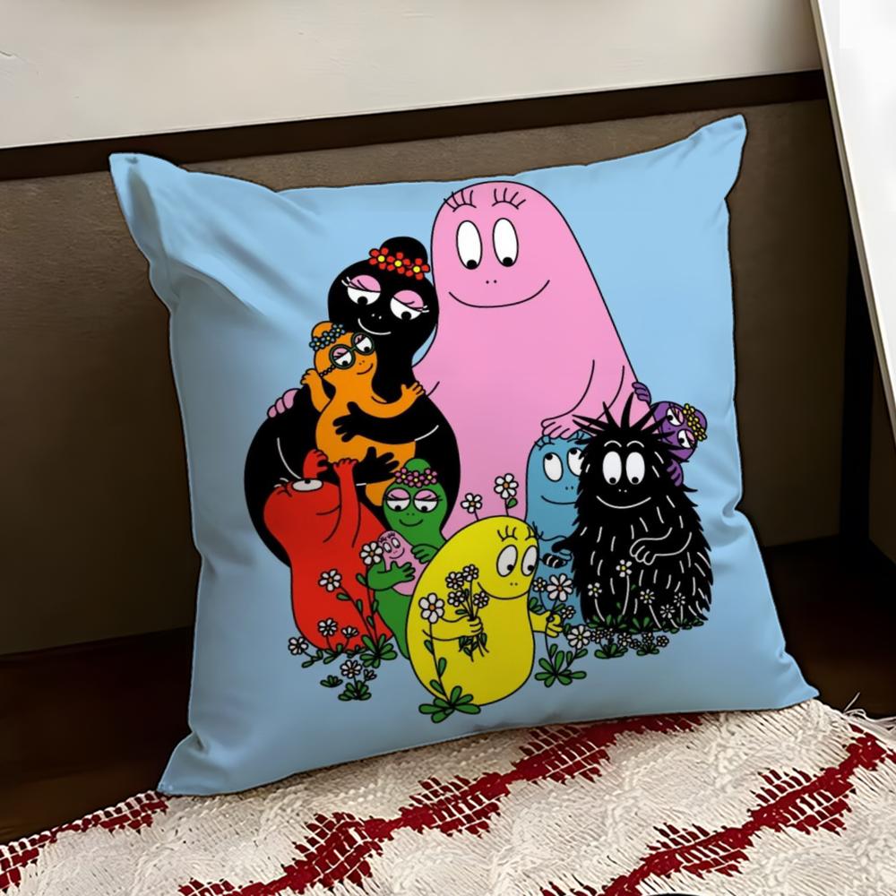 Cartoon Cute BBarbapapas Cushion Cover Reversible Soft Durable Pillow Cover Home Car MultiScene Use for Daily Comfort