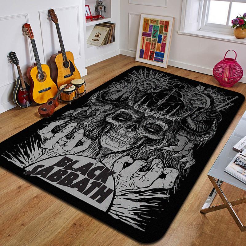 B-Black Sabbath Logo Gedruckter Teppich Mode Yogamatte Rutschfester Teppich Schlafzimmerdekoration Außenteppich Schlafzimmer Geburtstagsgeschenk