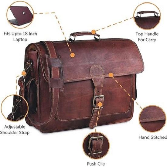 Grote lederen zakelijke aktetas voor mannen 18 inch Napa lederen laptoptas messenger tas past 17,3 inch laptop (zwart