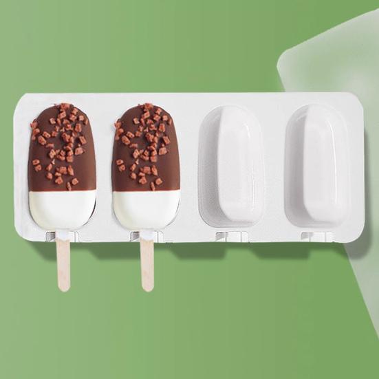 2 Sets Silicone Popsicle Molds Creative Ice Cream Mold 4 Cavities Ice Pop Mold