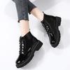 Martin Boots British Style Autumn New Spring and Autumn Single Boots Black Platform Short Boots Patent Leather Boots