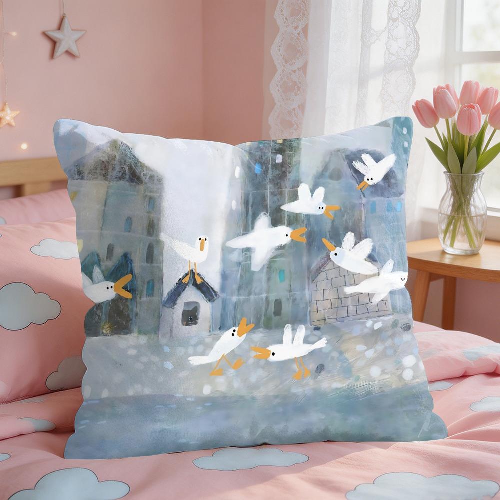 Retro Frühling Dorf Pflanzen Kissenbezug Quadratisch Kurzer Plüsch Kissenhülle Wohnzimmer Sofa Heimdekoration Funda X