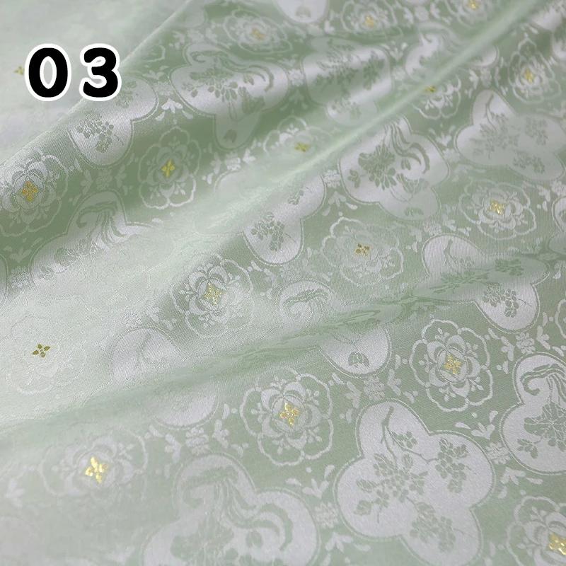 1m High End Jacquard Fabric Small Golden Osmanthus Lotus Flower Brocade Fabric for Cheongsam Horse Face Skirt DIY Sewing