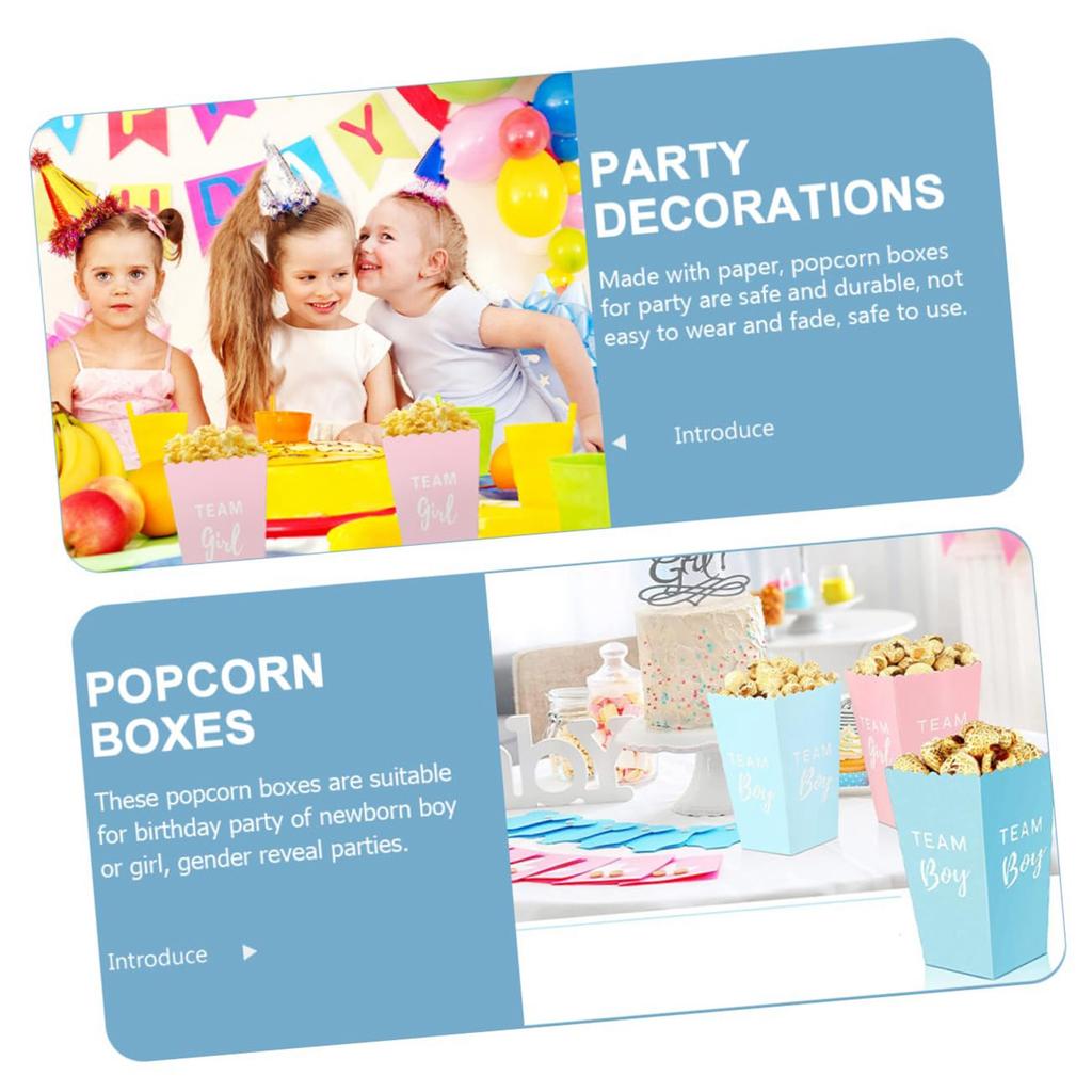 20 Pack Gender Reveal Popcorn Paper Boxes Pinks And Blue Candy Favors Treating Cups For Girl Boy Baby Shower Reveal Party Decorations Supplies(Blue, )