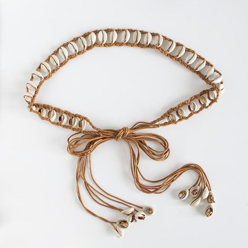 Summer Women's Shell Natural Weaving Ethnic Style Decoration Handmade Women's Waist Rope Fashion Boho Women's Waist Belt