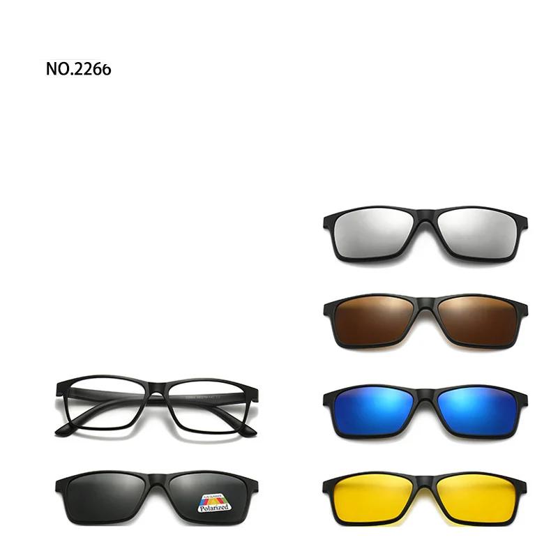 6 In 1 Magnetic Clip Sunglasses prescription Spectacles Men Women Polaroid Night Vision Lenses Glasses