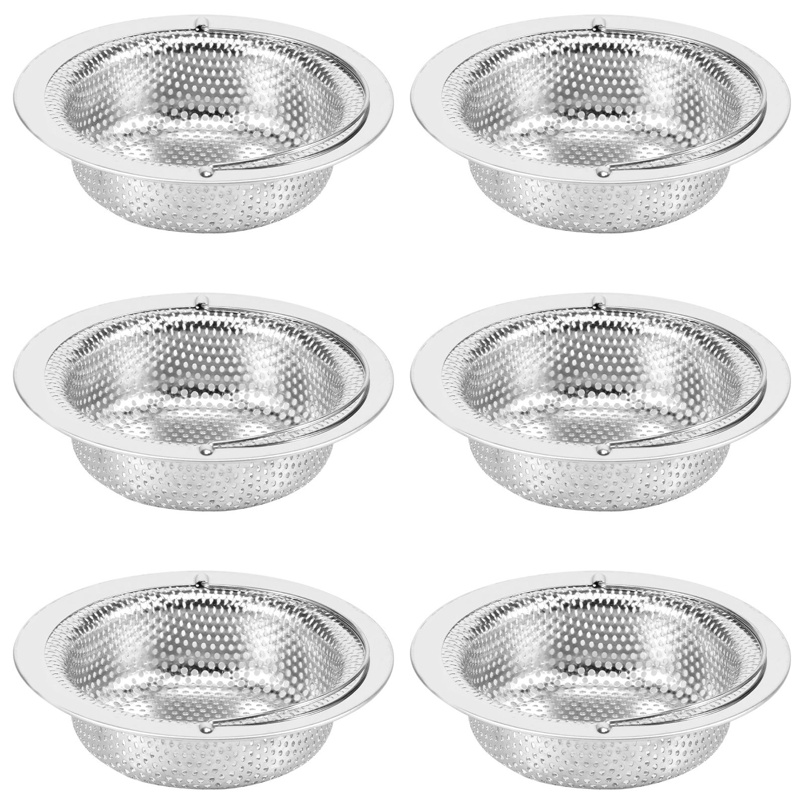 

6 шт. Фильтр для раковины из нержавеющей стали, кухонный канализационный фильтр, мелкая сетка, слив для волос, мусорный фильтр, корзина