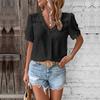 Summer Casual European & American Lace V-Neck Solid Color Women's Shirt