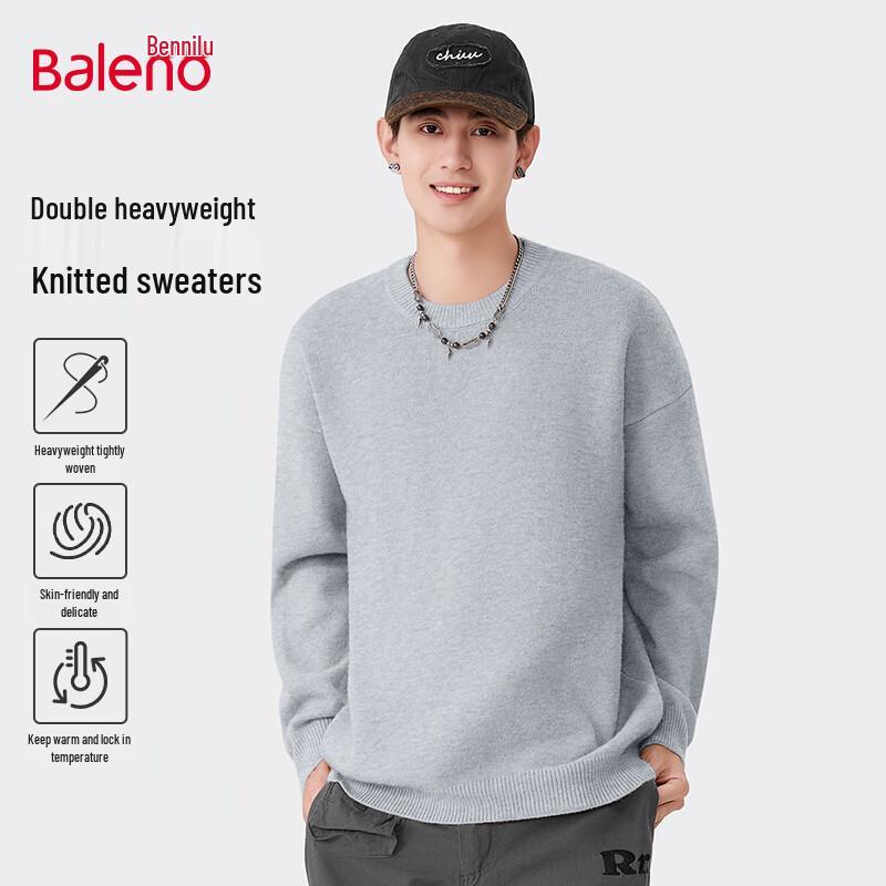 Baleno Men's Solid Color Round Neck Pullover Sweater