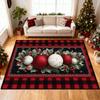 Holiday Holly Carpet Rug Christmas Bauble Snowflake Home Decoration Mat Festive Xmas Plaid Red Living Room Decorative Design