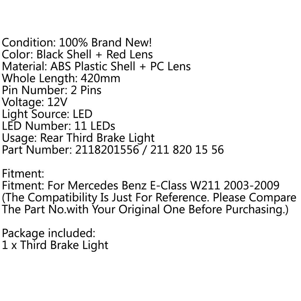 Areyourshop LED Rear Tail Third 3RD Stop Brake Light Lamp For Benz E-Class W211 2003-2009