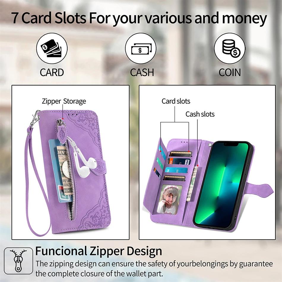 Flip Leather Case For Huawei Pura 70 Ultra P60 P50 Honor 200 Pro 100 90 50 20 10 9 Lite P Smart 2021 Wallet Cover Wrist Strap