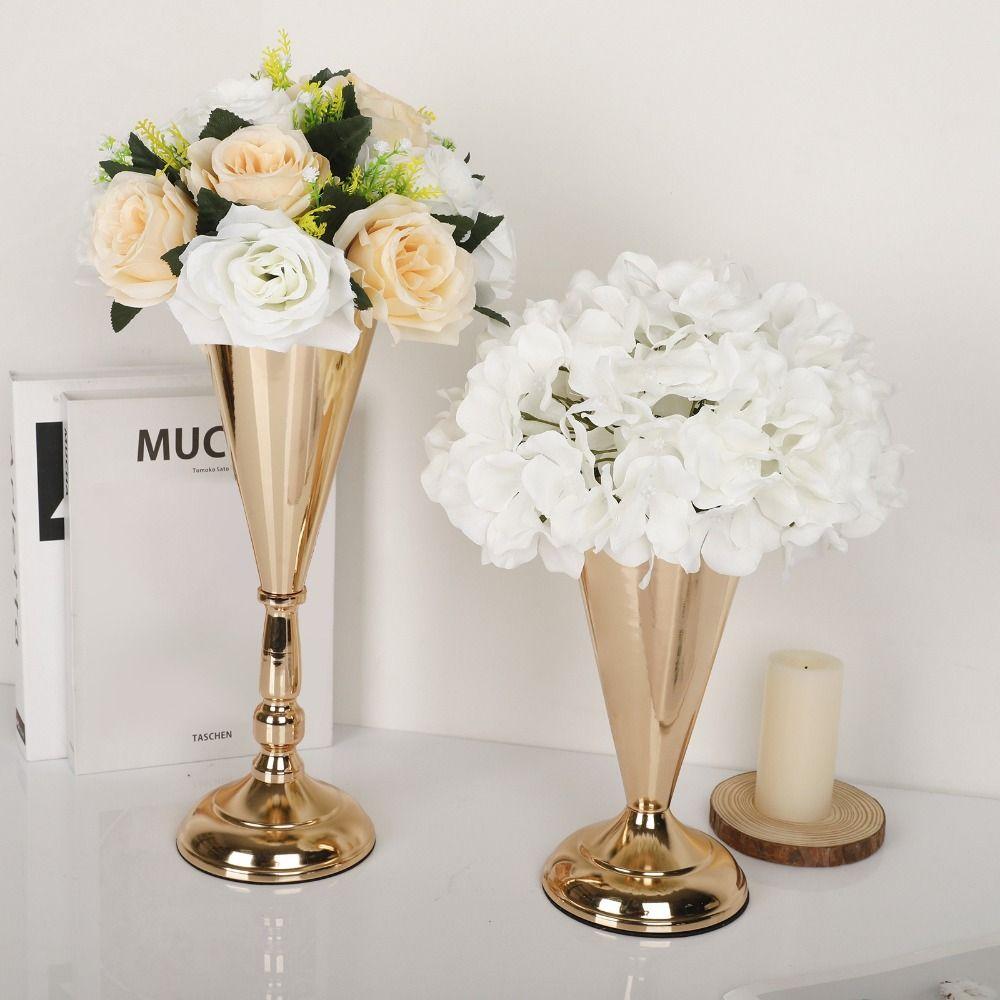 New Iron Flower Vase European Golden Metal Vases Exquisite Candle Holder Home
