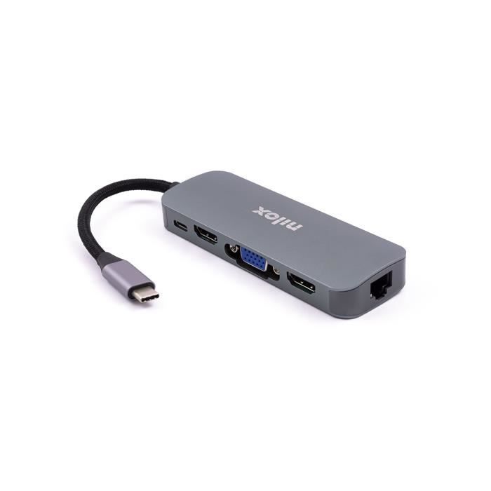 Station D'accueil - NILOX - Type C - 3x USB 3.0 - 1x HDMI - 1x VGA