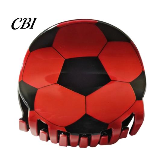 Hairpin for Girl, Football Themed Hair Clip, Large Curved Clip Medium Smooth Surface Long Thick Curly Hair, Strong Elastic Grip Sports Style Fan Gift