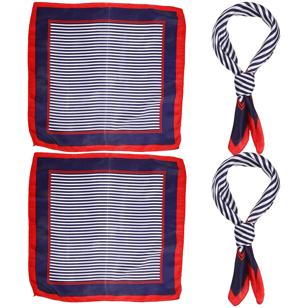 4pcs Women's Business Dress Square Neck Scarf Stripe Neckerchief Lady Business Suit Neckerchief Silk Polyester Hair Scarf 50 CM