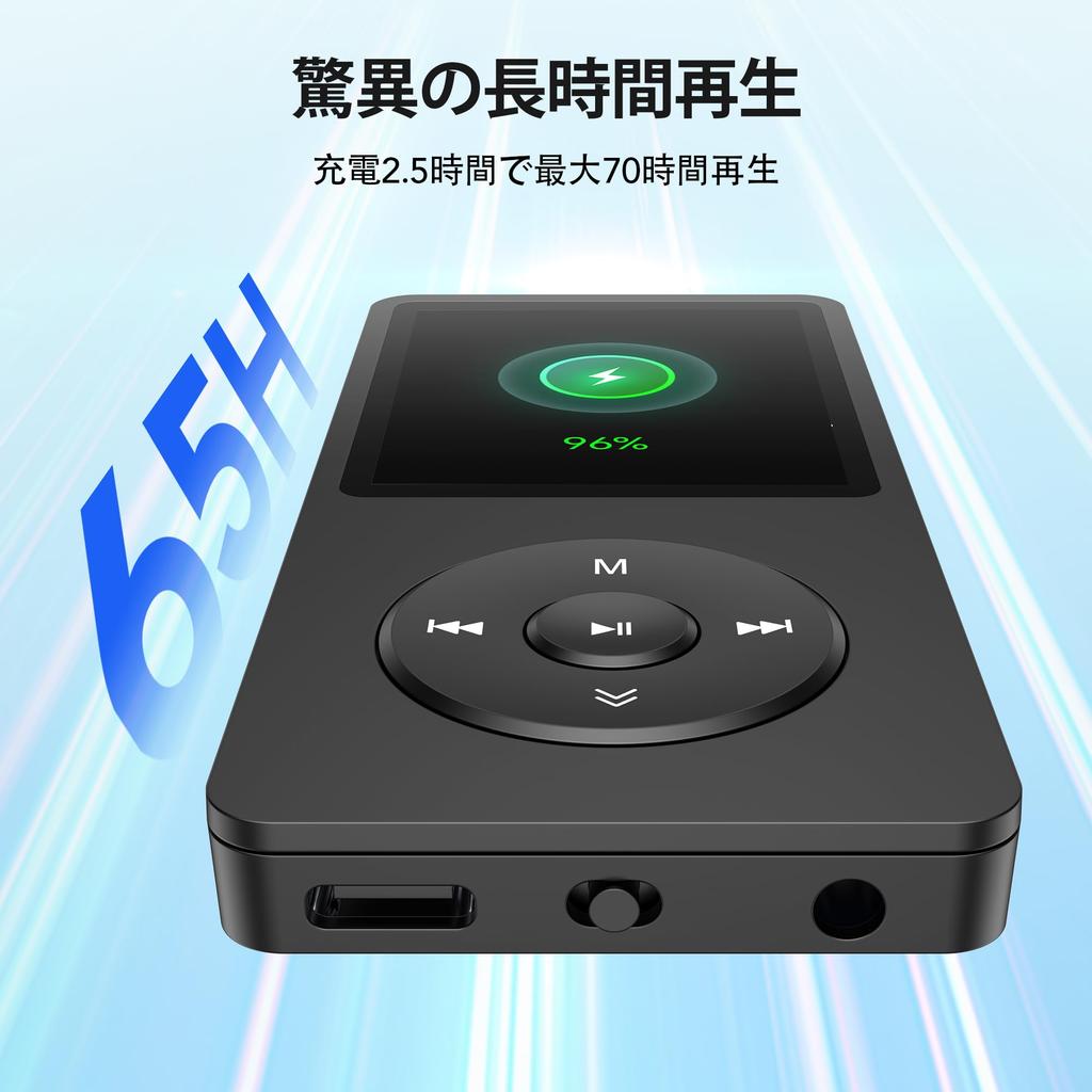 [Add Site Button] AGPTEK MP3 Player, HiFi Music Player, Ultra-lightweight 30g, 64GB Built-in, Expandable up to 128GB, Button Operation, 40 Hours Playb