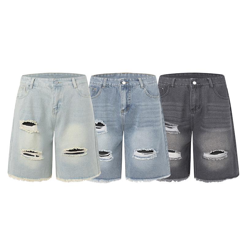

Men s High Street Trend American Retro Ripped Jeans Shorts, Summer Casual Style Beggar Pants XXXL