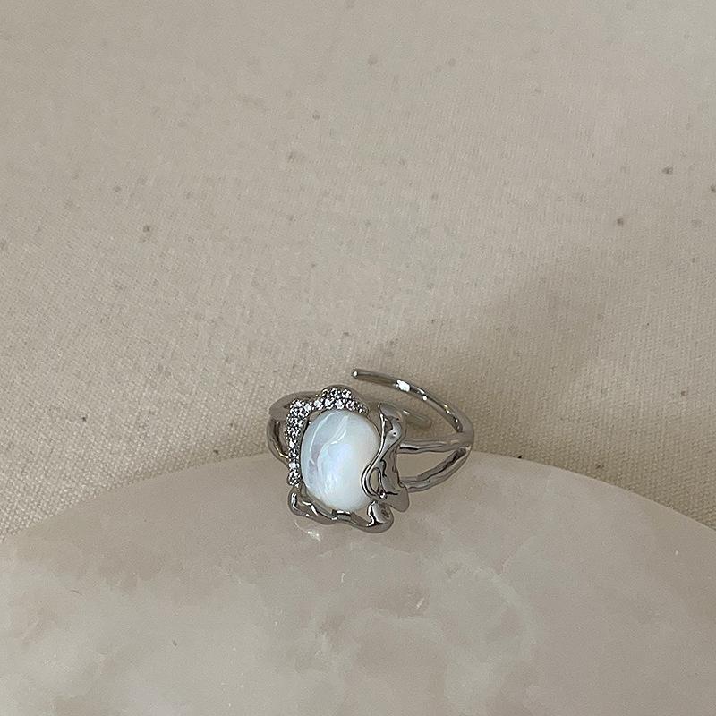 Light Luxury Simple Pearl Bow Open Ring Collection Female Personality Unique Exquisite Fashion Versatile Ring Ring