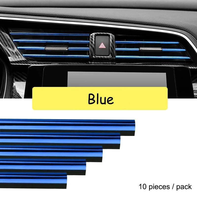 10 Pieces Car-styling Chrome Styling Moulding Car Air Vent Trim Strip Air Conditioner Outlet Grille Decoration U Shape