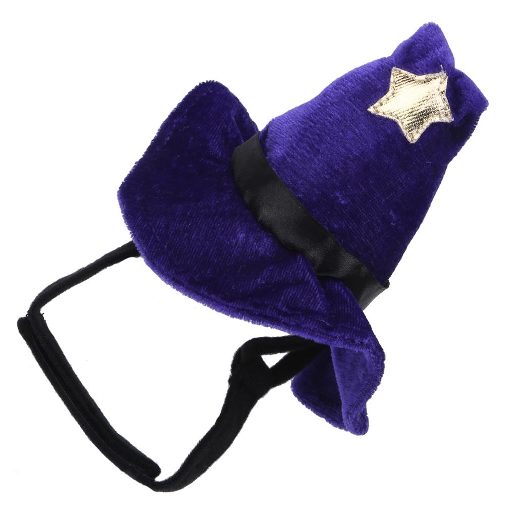 Cat Halloween Wizard Hat with Star Bell Soft Pet Funny Halloween Hat for Role Play Holiday