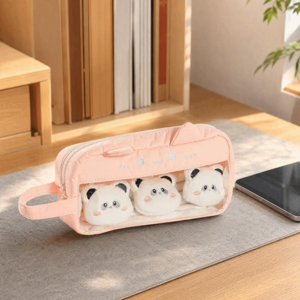 Desktop Storage Y2k Dots Cat Pencil Case Large Capacity Cloth Stationery Bag School Supplies