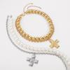 Tooxika Exaggerated Metal With Diamonds Cross Pendant Necklace Set Retro Literary Light Luxury Collarbone Chain