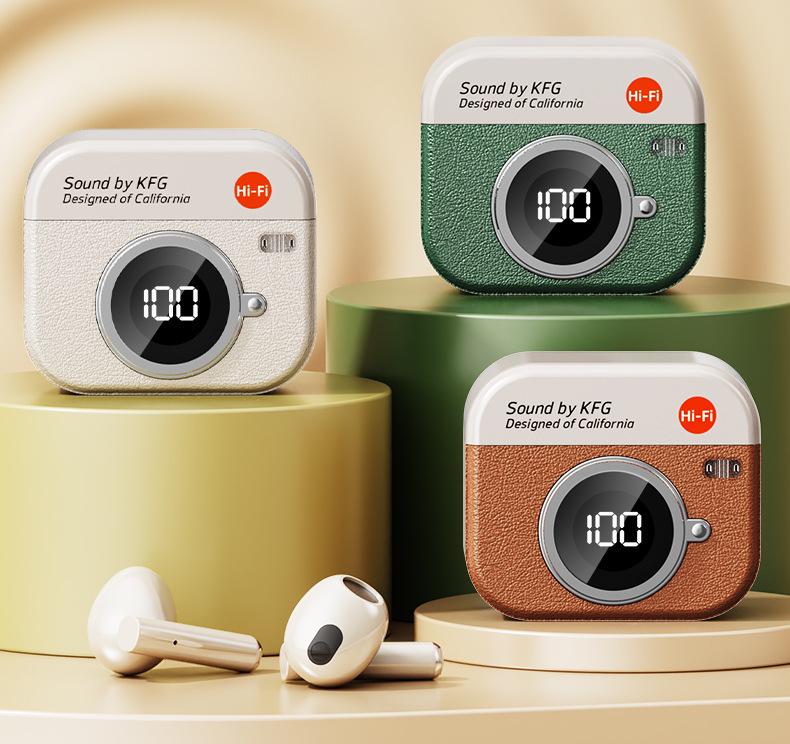 Q86 Retro Camera Style Bluetooth Earphone Case with Digital Display and Long Battery Life - Original Q Series In-Ear