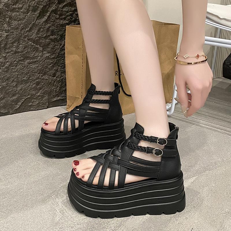 7cm High Women's Platform Sandals Soft-soled Lightweight Thick-soled Sports Sandals Fashion Roman Style Thick Heel Women's Shoes
