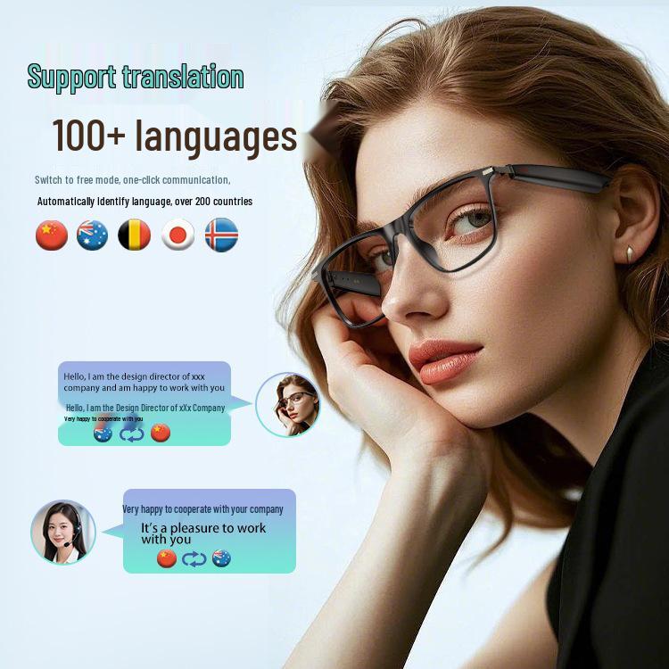 AI Translation Smart Glasses: Noise-Canceling Calls, Music, Meeting Notes, Ultra-Long Battery, Bluetooth-Enabled