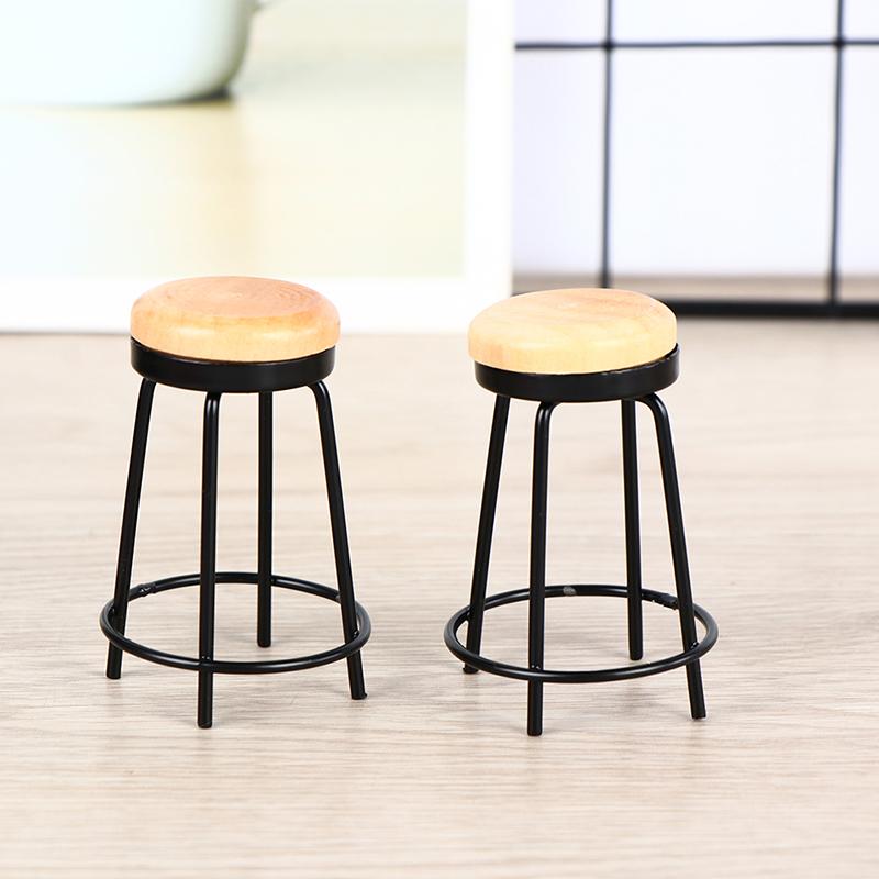 3Pcs/Set Dollhouse Miniature Bar Counter Stool Mini Kitchen Furniture Toys