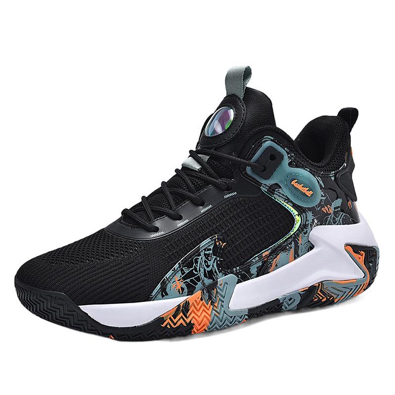 Basketballschuhe Herren Fliegende gewebte Sport- und Freizeitschuhe Herrenschuhe Große Größe 47 48 Atmungsaktives Mesh Stoßdämpfung Rutschfest und Verschleißfest