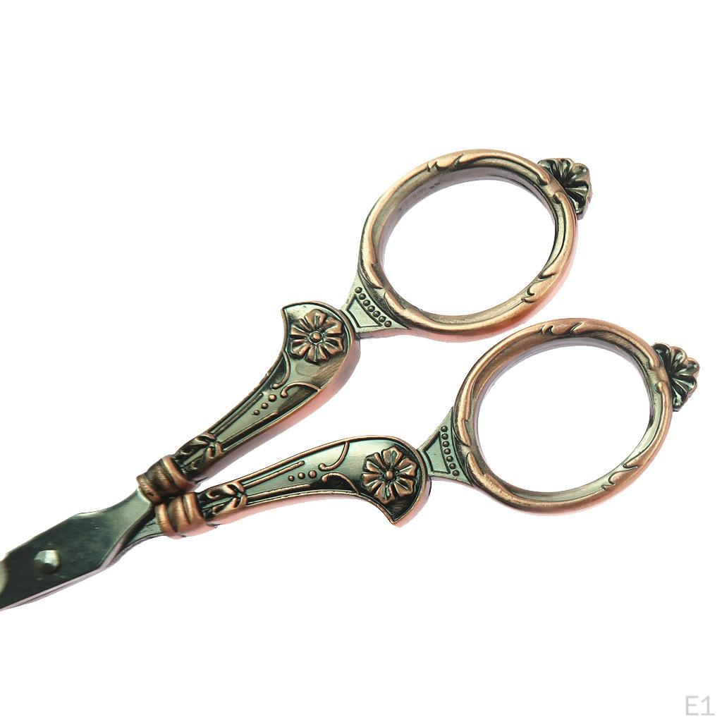 1 Piece Stainless Steel Sewing Scissors Vintage Style DIY Embroidery Scissor - Copper