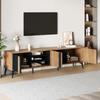 TV Cabinet for TVs Up To 80 Inches, Modern TV Lowboard with 3 Open Compartments, TV Chest of Drawers, Living Room Dining Room, Brown & Black, 180x40x50cm