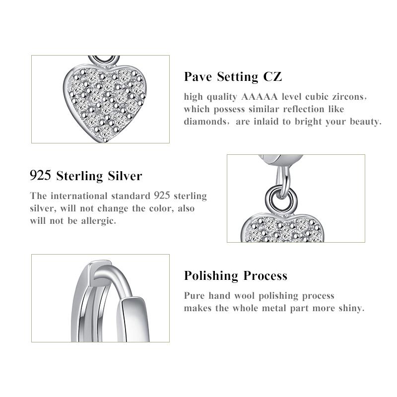 Modian Luxury 925 Sterling Silver Hearts Stars & Moon Dangle Earrings Fashion Silver Jewerly For Women Wedding Earring Gift