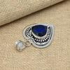 Solid 925 Sterling Silver Beautiful Blue Sapphire Lab-Crated Handmade Pendant Jewelry