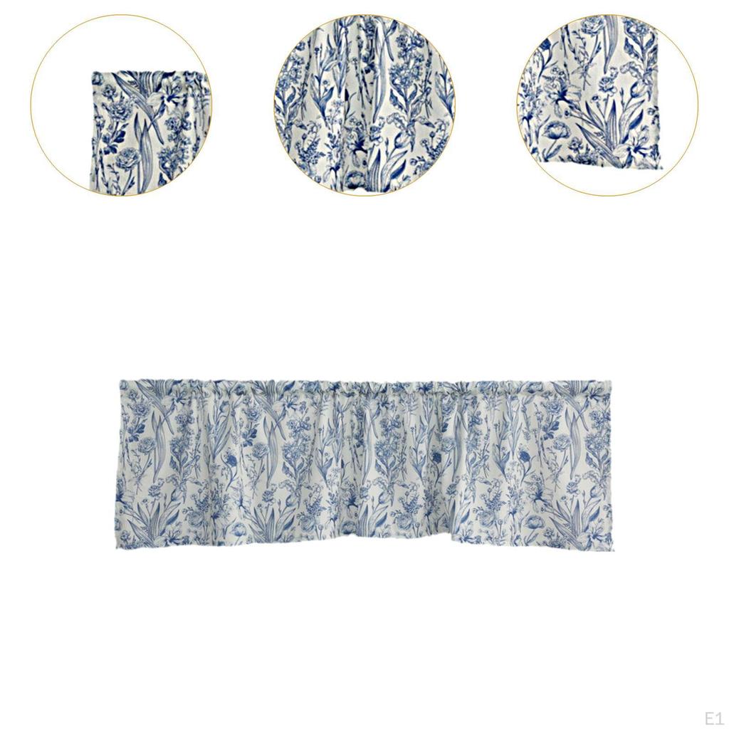 Half Curtain Rod Pocket Curtains Rustic Floral Pattern Farmhouse Valance Drapes for Home Bedroom