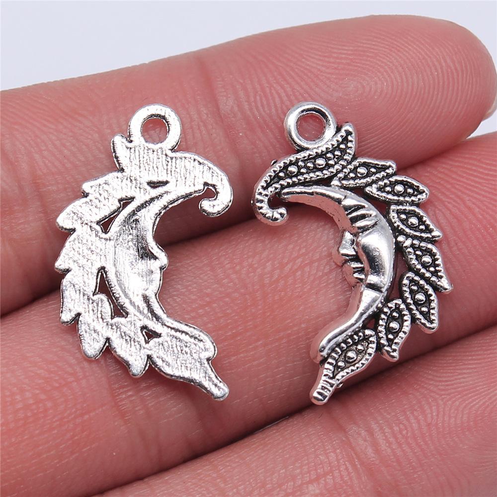 10pcs Charms Moon Antique Silver Color Moon Charms Pendants For Bracelets Moon And Star Charms Wholesale